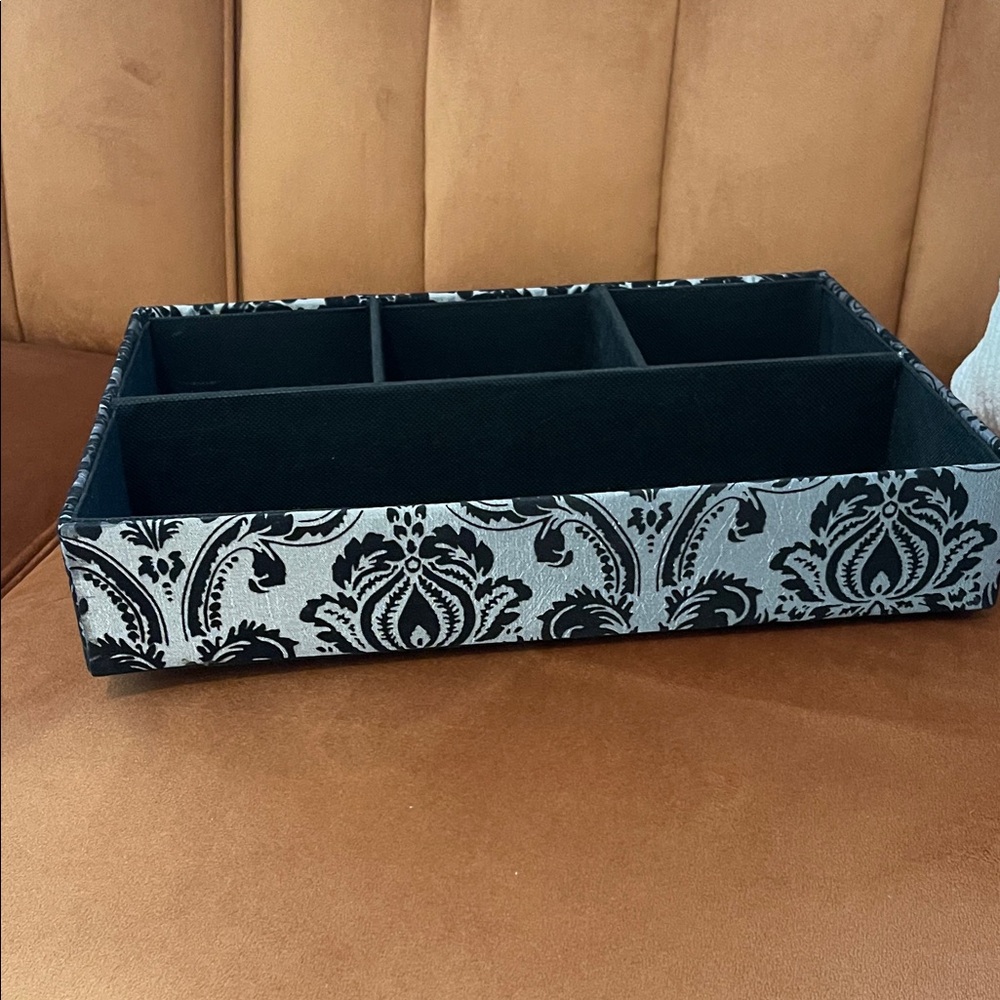 Sheffield Home Black Gray Damask Organizer Tray Desk Vanity Storage